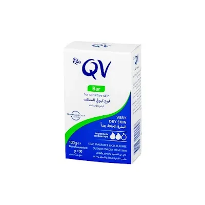 QV صابونة تنظيف البشرة الجافة والحساسة 100 جم