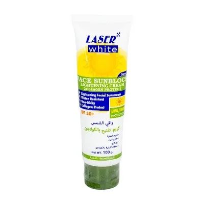 ليزر وايت واقي شمس SPF 50+ ومفتح بالكولاجين 100 مل